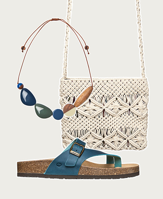 Blue toe-post cork footbed sandals - WILMA WAXY MARINE TEAL