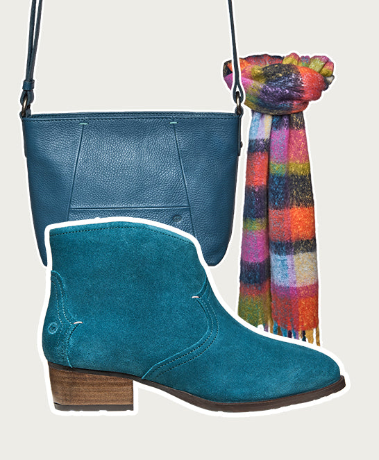 Blue western-style heeled ankle boot - YARDANG LAGOON SUEDE