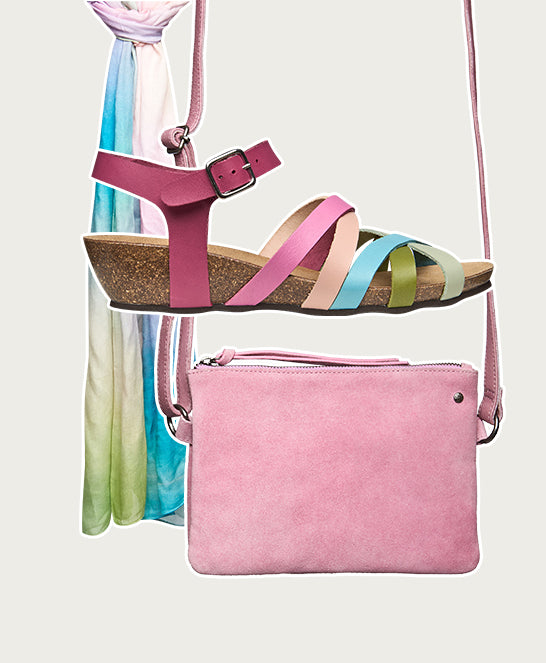 Pink wedged cork footbed sandals - ZILLA FUCHSIA MULTI LEATHER